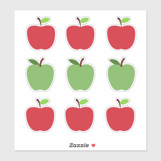 Sticker Pommes rouges et vertes (Feuille)