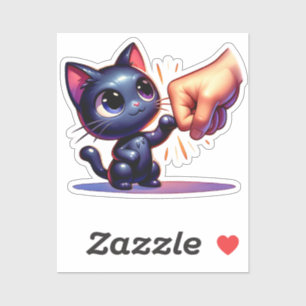 Sticker Pompe de poing aquarelle avec patte de chat noir