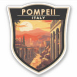 Sticker Pompeii Campanie Italie Travel Art Vintage<br><div class="desc">OEuvre vectorielle de Pompéi. Autrefois ville romaine prospère et sophistiquée,  Pompéi a été ensevelie sous des mètres de cendres et de ponce après l'éruption catastrophique du Vésuve en 79 après J.-C.</div>
