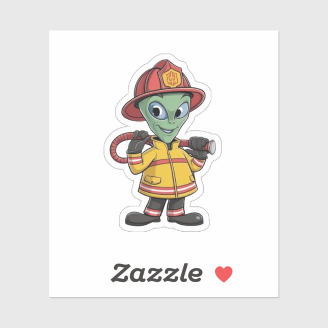 Sticker Pompier Alien (Feuille)