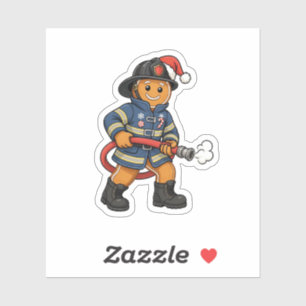 Sticker Pompier en pain d'épices Noël 2026 Fêtes