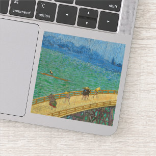 Sticker Pont dans la pluie, après Hiroshige, 1887