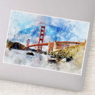 Sticker Pont Golden Gate aquarelle à San Francisco