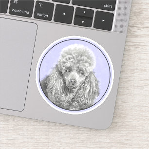 Sticker Poodé Jouet miniature Argent gris bleu Chien Art