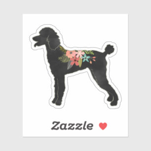 Sticker Poodle Dog Breed Boho Floral Silhouette