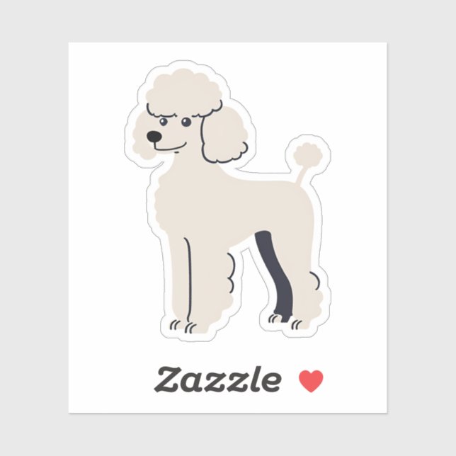Sticker Poodle mignon (Feuille)