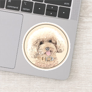 Sticker Poodle Miniature Toy Apricot Crème Chien Brown Art