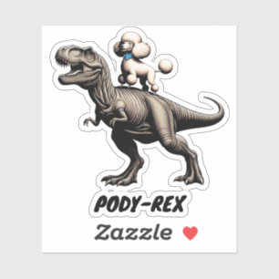 Sticker Poodle Riding A Dinosaur Amoureux des animaux Cade