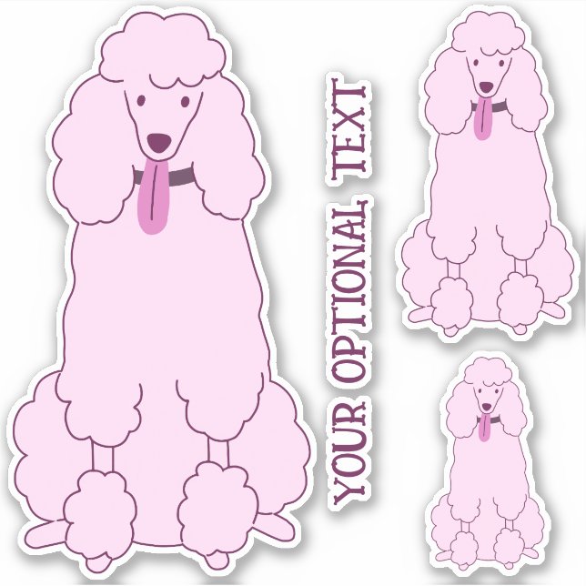 Sticker Poodles roses de texte personnalisés (Devant)