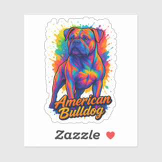 Sticker Pop Art American Bulldog - Chien néon dynamique