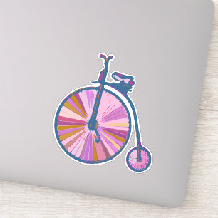 Sticker Pop Art vieux mode Unicycle Motif en rose