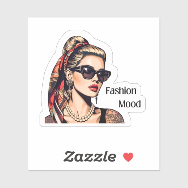 Sticker Pop Art Woman  Fashion Mood (Feuille)