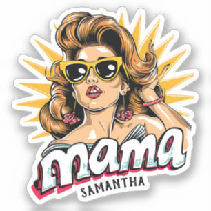 Sticker Pop Mama Retro Personnalisé Art 1