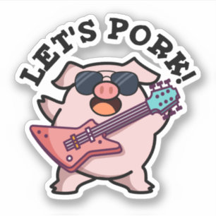 Sticker Pork Funny Rock Guitare Pig Pun