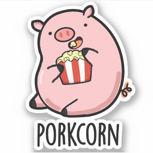 Sticker Porkcorn Funny Popcorn Pun (Devant)