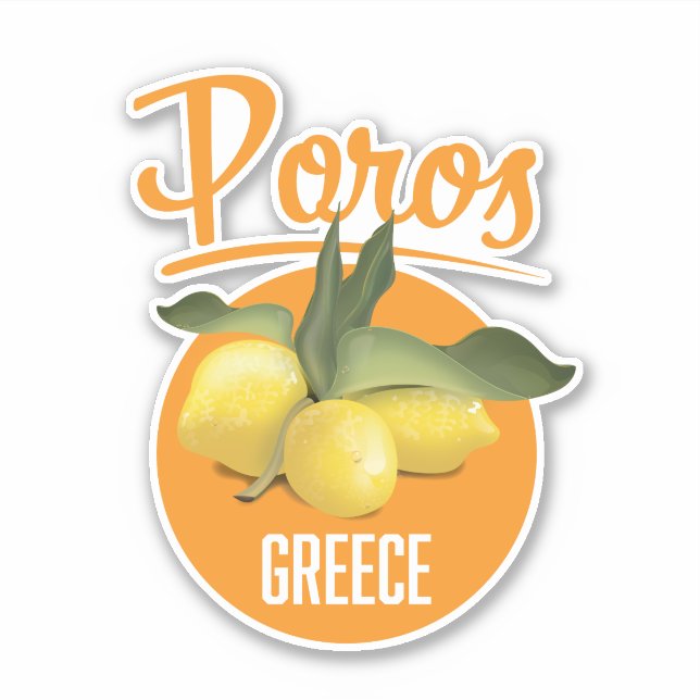 Sticker Poros Grèce affiche de voyage Art Print (Devant)