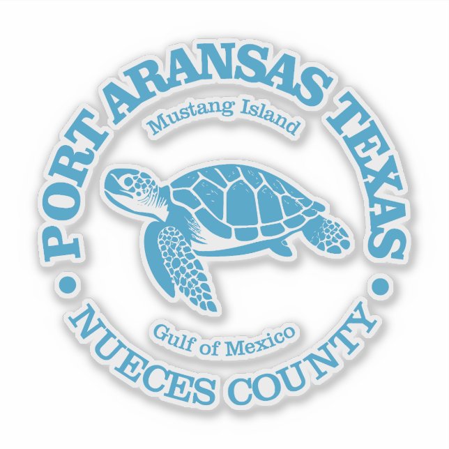 Sticker Port Aransas (tortue marine) (Devant)