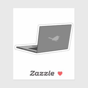 Sticker Portable gris avec logo d'oiseau
