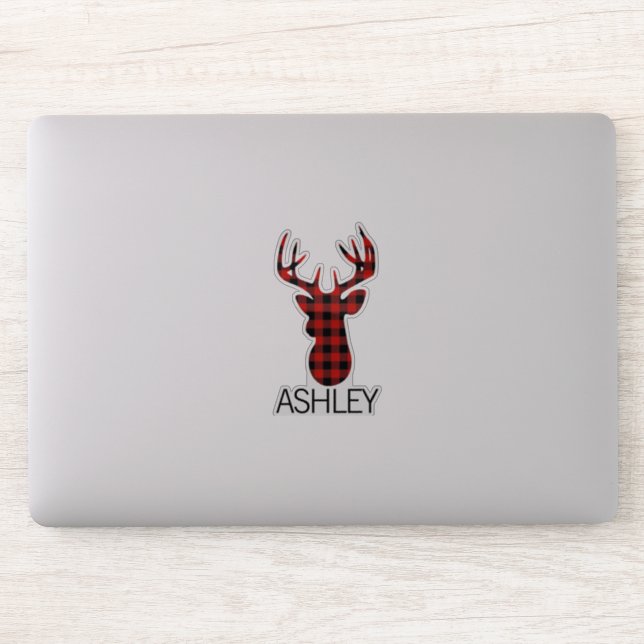 Sticker Portable personnalisé rouge plaid deer (Ordinateur)