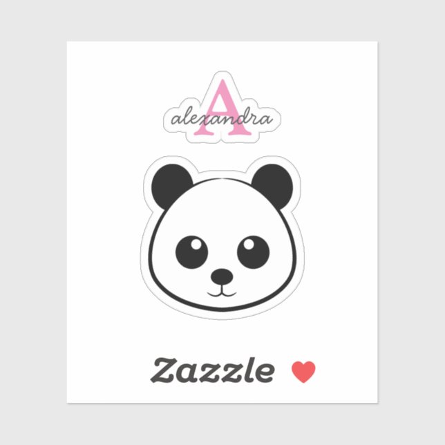 Sticker Porte-panda coutume Monogramme (Feuille)