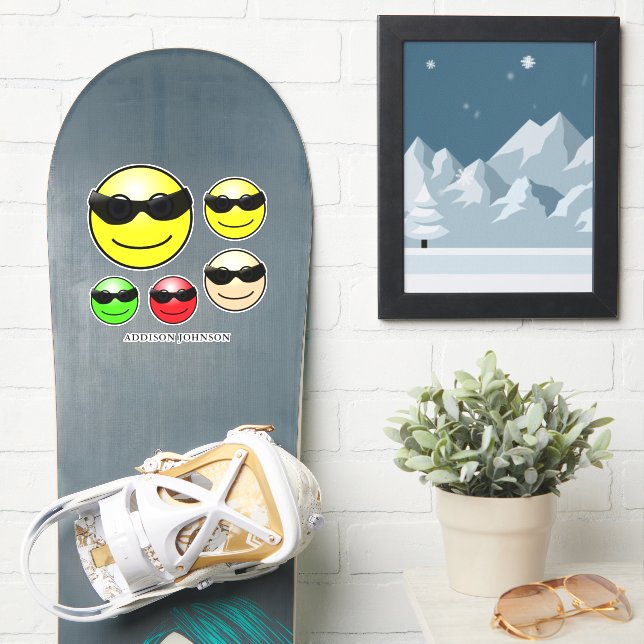 Sticker Porter des nuances Emoji Visages colorés Ajouter u (Snowboard)