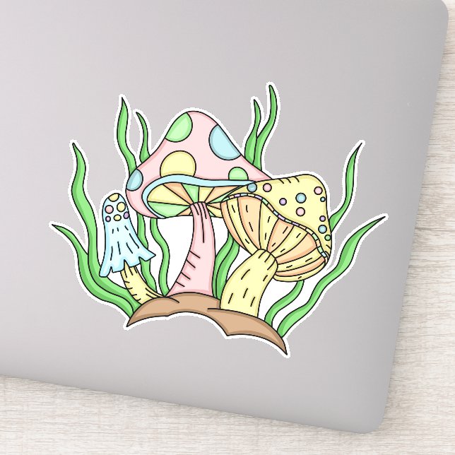 Sticker Portobello Mushroom Cute Pastel (Détail)