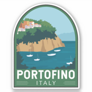Sticker Portofino Italie Retro Voyage Art Vintage