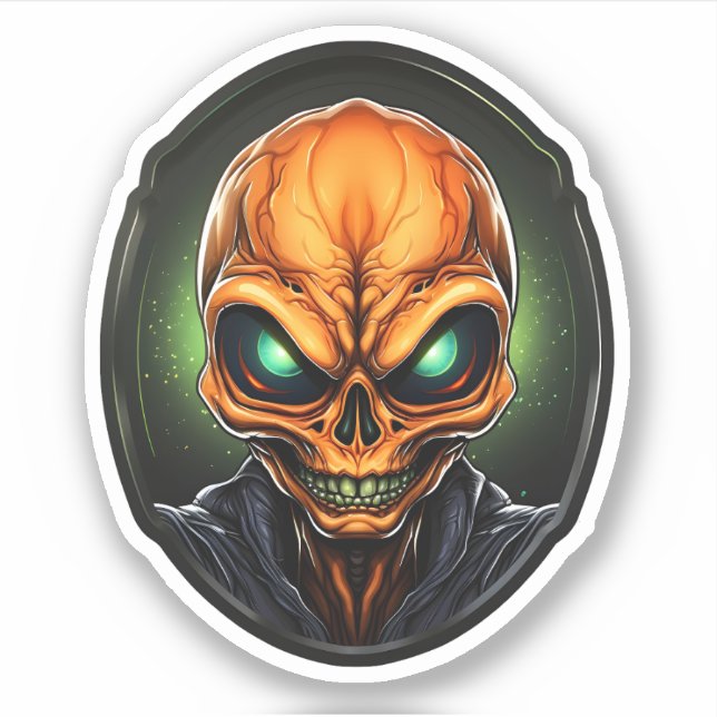 Sticker Portrait Alien Alien déplaisant Orange (Devant)