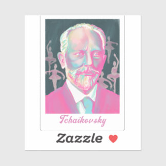 Sticker Portrait coloré de Tchaïkovski avec des danseurs d