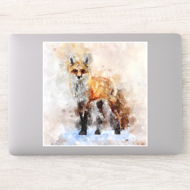 Sticker Portrait d'aquarelle Red Fox 02 (Ordinateur)