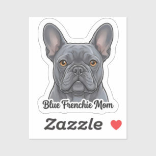 Sticker Portrait de Bouledogue Français Bleu Design de Fre