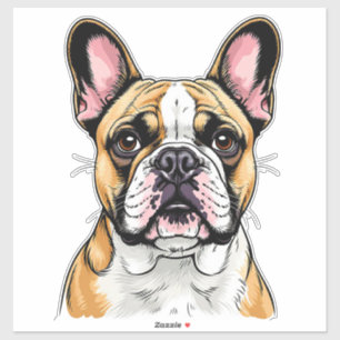 Sticker Portrait de Bouledogue Français Coloré