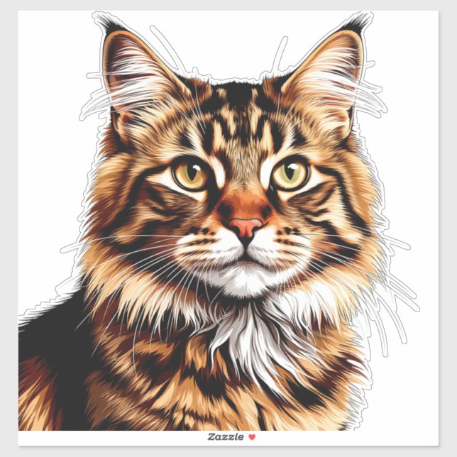 Sticker Portrait de chat américain Bobtail en gros plan (Feuille)
