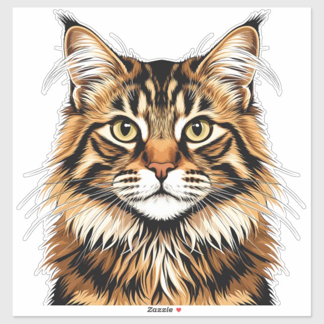 Sticker Portrait de chat américain Bobtail en gros plan (Feuille)