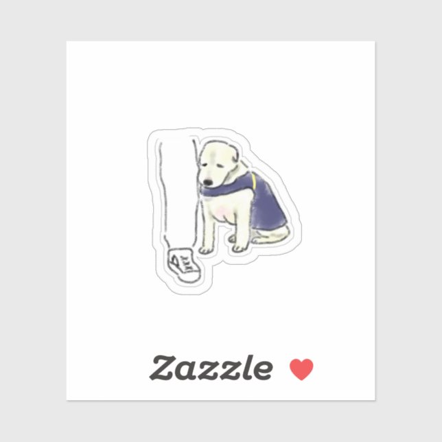 Sticker Portrait de chiot blanc souriant mignon (Feuille)