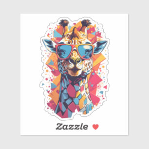 Sticker Portrait de girafe de style graffiti-58567