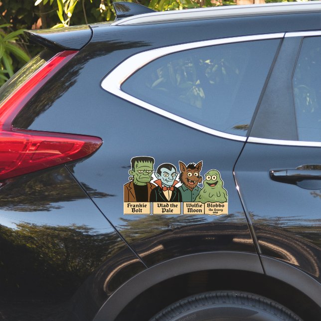 Sticker Portrait de l'équipe Monster | L'art d'Halloween (Coté voiture)