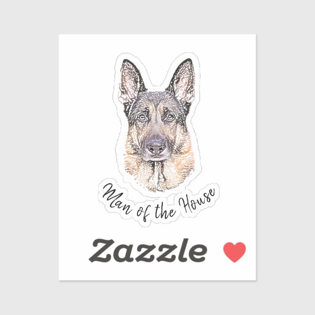 Sticker Portrait d'un chien berger allemand Sketched Art (Feuille)