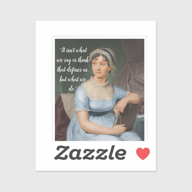 Sticker Portrait et citation de Jane Austen (Feuille)