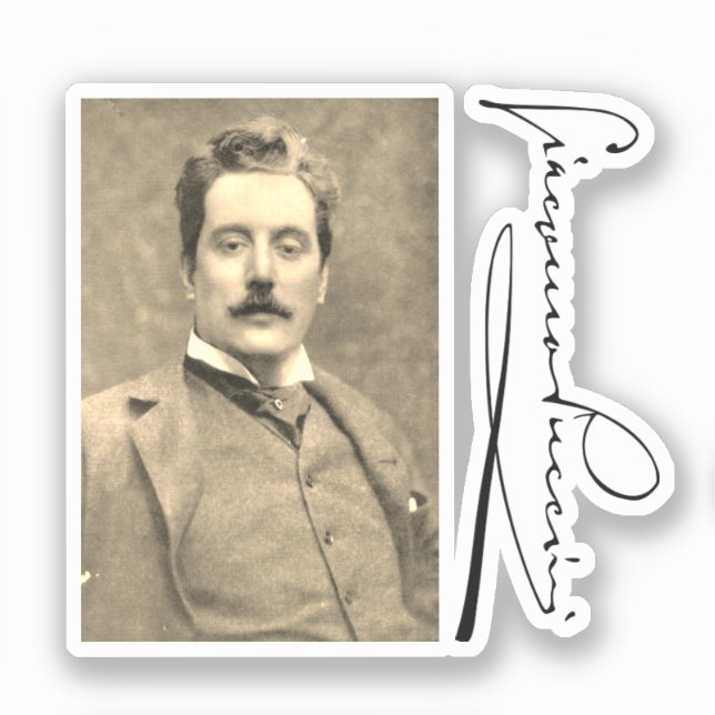 Sticker Portrait et signature de Giacomo Puccini (Recto)