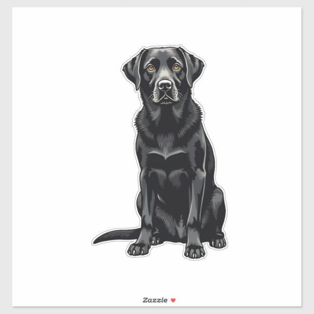 Sticker Portrait Illustré de Chien Labrador Retriever Noir (Feuille)