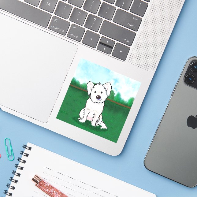 Sticker Portrait KiniArt Mia (Ordinateur portable avec iPhone)