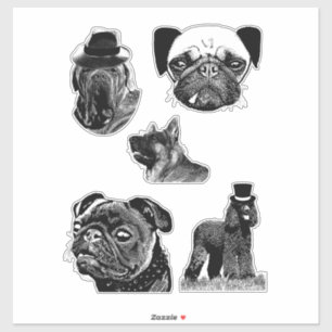 Sticker portraits d'animaux de compagnie chiens mixtes rac