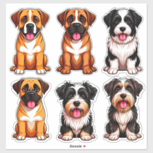 Sticker Portraits de chiens, art détaillé de diverses race