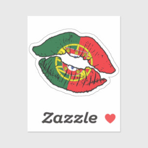 Sticker Portugal Portugais Lipstick Love Drapeau