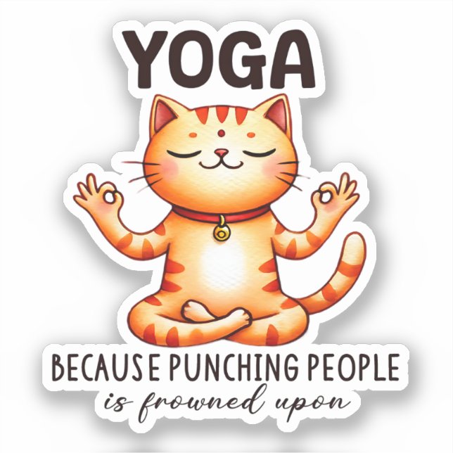 Sticker Pose de Yoga de chat - Drôle Yoga (Recto)