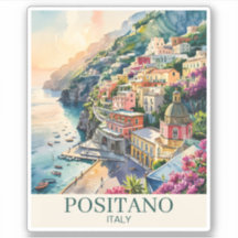 Positano Italie Côte Amalfitaine Paysage Aquarelle
