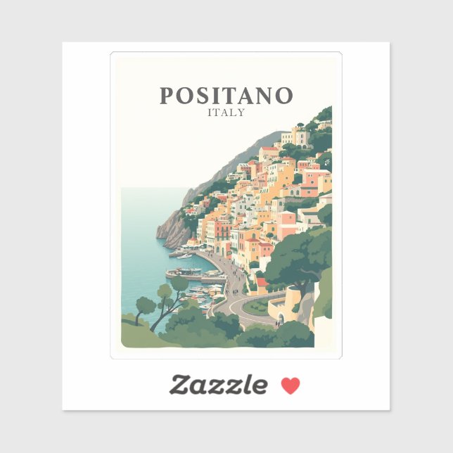 Sticker Positano, Italy Town Vintage  (Feuille)