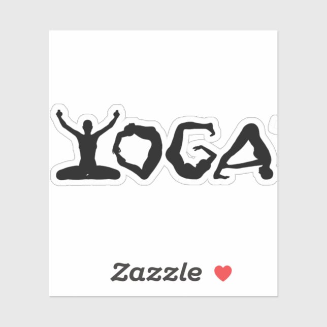 Sticker Positions de Yoga noir blanc Silhouettes (Feuille)