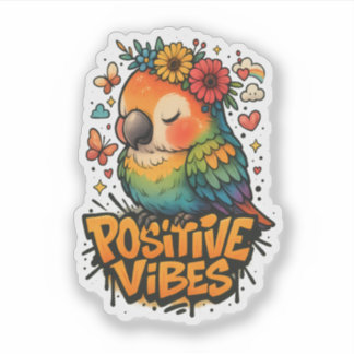 Sticker “Positive Vibes” Parrot